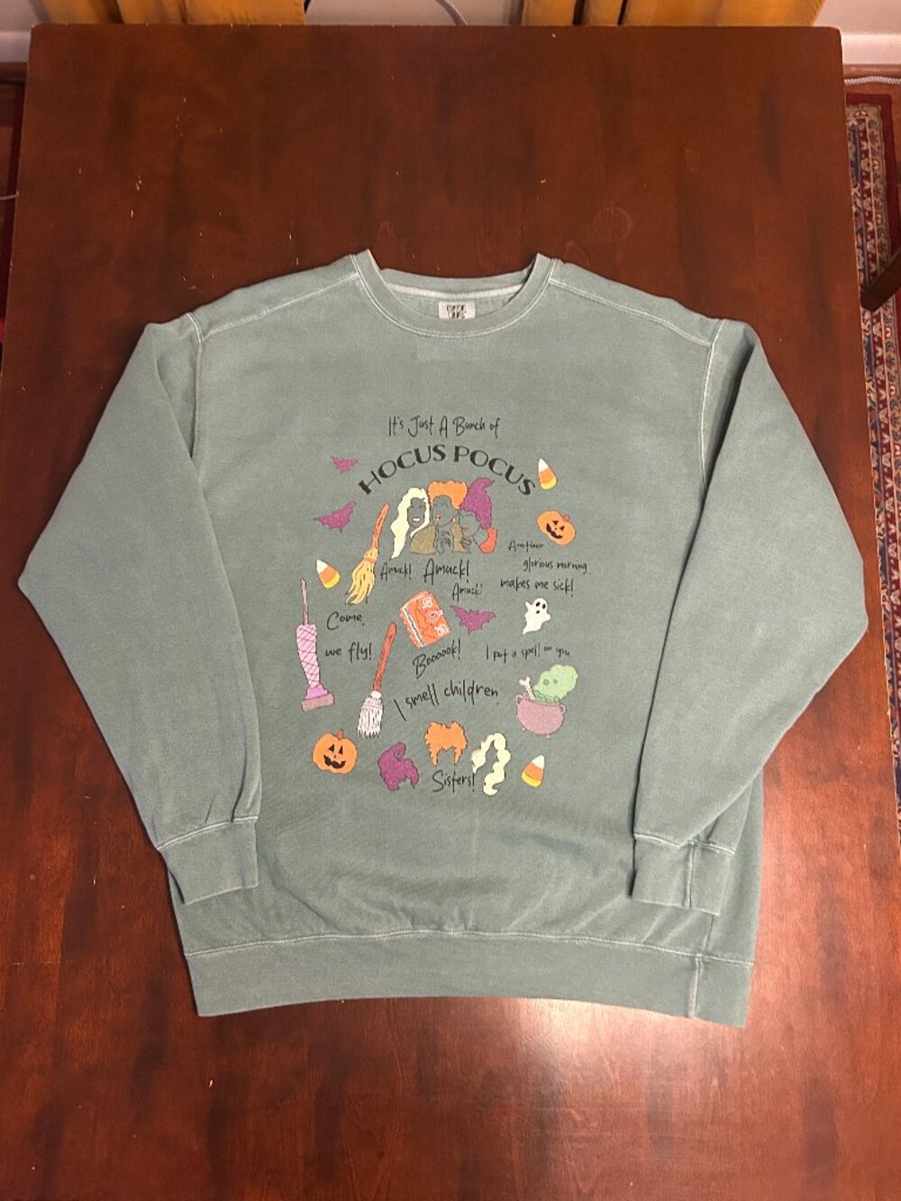 Girl Tribe Co Hocus Pocus Comfort Colors Sweatshirt Sage Green